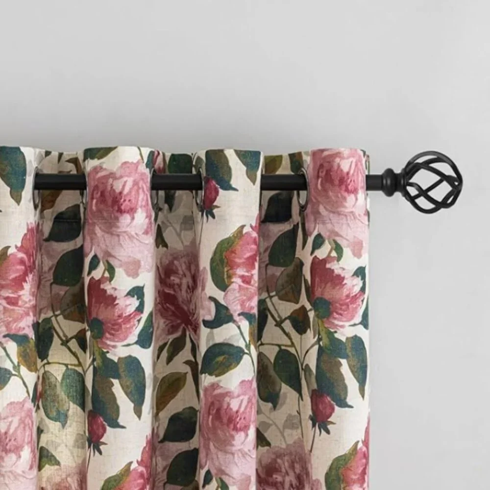 Roses Pink Vintage Floral Curtains